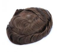 Pezzo Di Capelli Da Uomo Toupee da uomo parrucchino durevole 0,1-0,12 mm iniezione pelle PU uomo parrucca 30 mm onda indiana sistema di sostituzione dei capelli umani protesi di capelli maschili Parru