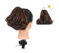 Pezzo di Capelli per Chignon Disordinato da Donna Chignon disordinato sintetico corto ricci coda di cavallo estensioni dei capelli delle donne coda di cavallo naturale clip di artiglio parrucca marron
