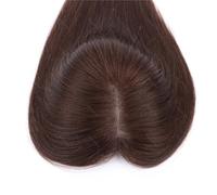 Pezzo di capelli umani con clip da donna con parte laterale sinistra, base MoNo da 5x5 pollici for capelli diradati da donna Extension per Capelli(12 inch,Dark Brown)
