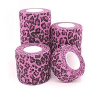 pezzo di fascia elastica autoadesiva stampata 4,8 m nastro adesivo sportivo colorato per nastro per animali domestici con articolazione delle dita-3 stampa leopardo rosa, 2,5 cm x 4,8 m