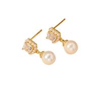 Pezzo di moda - orecchini diamantiferi di perla, di taglio quadrato, tipo ladra