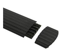 Pezzo finale per pedana pressacavi a quattro canali DEFENDER OFFICE, copertura per cavi in ufficio e a casa, rapida da installare, antiscivolo, protezione per cavi ultrapiatta, nero, altezza di 2 cm