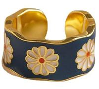 pezzo in lega margherite anelli aperti stile retrò anelli per dito in lega d'oro anelli per dito vintage con superficie smaltata buono per le donne mamma Natale compleannprofessionale.