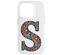 Pezzo indossabile ispirato al mosaico artistico lettera S artigianale Custodia per iPhone 14 Pro