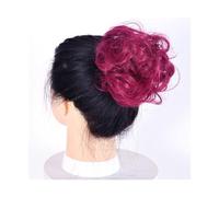 Pezzo per capelli chignon Capelli ricci disordinati Chignon Ciambella Pad for capelli Capelli elastici Parrucchino sintetico for donna Pezzi di capelli per le donne(Burg)