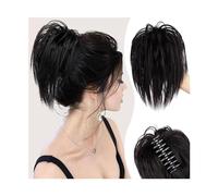 Pezzo per capelli chignon Chignon disordinato Pezzo di artiglio Clip in chignon for donne Lisci corti Coda di cavallo alta Estensione Updo arruffati Capelli finti Pezzi di capelli per le donne(Q51-4)