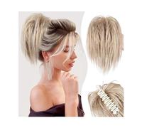 Pezzo per capelli chignon Chignon disordinato Pezzo di artiglio Clip in chignon for donne Lisci corti Coda di cavallo alta Estensione Updo arruffati Capelli finti Pezzi di capelli per le donne(Q51-27-