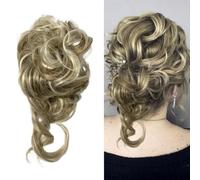 Pezzo per capelli Messy Bun, elastico per capelli Messy Hair Buns Pezzi per capelli per donne Clip in Ponytail Accessori per capelli per donne (biondo cenere con mèches)