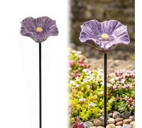 Pezzo Singolo di Stazione di Irrigazione per Api, Design in Ceramica a Fiori con Supporti a Terra, Alimentatore d'Acqua per Api Facile da Installare, Porta Cibo per Uccelli da Esterno per
