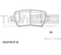 PF1264 Kit pastiglie freno, Freno a disco Trevi Automotive