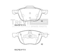 PF1452 Kit pastiglie freno, Freno a disco Trevi Automotive
