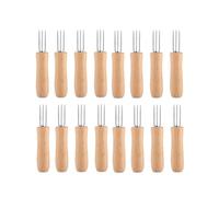 PFCFPNMTGV 2/4/8/16 Porta pannocchie in acciaio inossidabile for manico in legno, spiedini for, forchette da frutta antiscottatura Accessori per barbecue(16PCS)