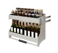 PFDHK Mensola Estraibile For Mobile Da Cucina, Organizer Scorrevole A 2 Livelli, Telaio In Lega Di Alluminio Resistente, Capacità Di Carico Di 30 Kg For Spezie E Utensili(900mm cabinet)