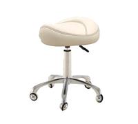 PFDHK Sedia Girevole Con Rotelle A Forma Di Sella, Sgabello Regolabile For Impieghi Gravosi Con Ruote, Sedia Da Ufficio Con Altezza Idraulica, For Salone, Clinica, Laboratorio(White)