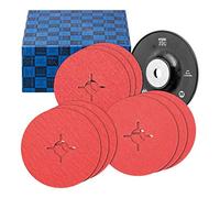 PFERD 64198002 - Set di 10 dischi in fibra ceramica, diametro 125 mm, CO-Cool 36, 60, 80, con piastra di supporto ad alte prestazioni per smerigliatura a freddo su grana in acciaio inox 36-80