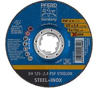 PFERD Disco da taglio, 25 pezzi, 125 x 2,4 mm, gomito, X-LOCK (22,23 mm), PSF STEELOX 61740125 - per un cambio rapido e comodo degli attrezzi