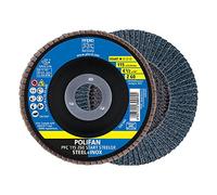 PFERD POLIFAN 69300937 - Disco a ventaglio, 10 pezzi, 115 x 22,23 mm, conico Z60, linea starter steelox | per acciaio, acciaio inox (INOX)