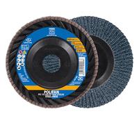 PFERD POLIFAN - Dischi lamellari 115 mm zircone corindone Z60 - PSF TRIM STEELOX per acciaio e acciaio inossidabile (INOX), forma PFC/B/T29, foro Ø 22,23 mm, disco a ventaglio per smerigliatrice