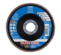 PFERD POLIFAN POWER Disco lamellare PFC, 2 pezzi, 125 x 22,23 mm, conico, Z40, linea SG STEELOX | 69398198 - per acciaio e acciaio inox (INOX)