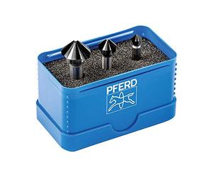 PFERD Set di 3 frese coniche HSS | 90°, Ø 6,3 - 16,5 mm, DIN 335 C, HICOAT | 25202158 - per svasare viti a 90°