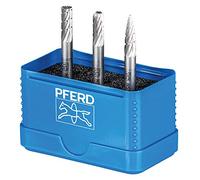 PFERD Set di 3 punte per fresa HSS | dentatura 3, Ø 6 mm, codolo 6 mm | 22900810 - universale per acciaio, ghisa e ghisa