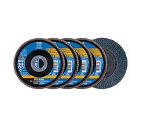 PFERD Set di 4 dischi a ventaglio, 4 pezzi | 4 dischi a ventaglio POLIFAN 125 x 22,23 mm, conici, Z40, Z60, Z80, Z120, linea universale PSF STEELOX | 69198300 - per acciaio e acciaio inossidabile