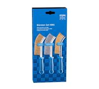PFERD Set di spazzole a mano HBG 3 pezzi | 1 spazzola a mano con filo di acciaio (ottonato), filo in acciaio inox e ottone | filo di acciaio: 0,30 mm | 43900005 - per lavori di pulizia in punti