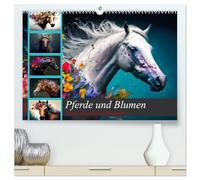 Pferde und Blumen (hochwertiger Premium Wandkalender 2026 DIN A2 quer), Kunstdruck in Hochglanz: Faszinierend wunderschöne Bilder von Pferden und Blumenvariationen