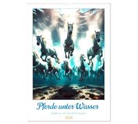 Pferde unter Wasser - Saddle up, die Tauchfahrt beginnt (Wandkalender 2026 DIN A2 hoch), CALVENDO Monatskalender: Ein humorvoller Blick auf die Unterwasserwelt der Pferde