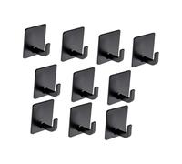 Pffiocix 10Pcs Forte Adesivo Ganci Aviazione Alluminio Nuclei Bagno 6,8 kg Capacità di Peso Senza Residui Nero Opaco Per Piastrelle Vetro Frontali Metallo