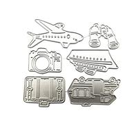 Pffiocix Aereo Nave Macchina Fotografica Valigia Metallo Fustelle Stencil Scrapbooking Strumento di Goffratura Carta Album Modelli