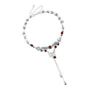 Pffiocix Collana alla moda a catena con frange a farfalla, stile dolce e spigoloso, in lega leggera, gioielli da donna