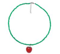 Pffiocix Collana colorata con perline di riso con ciondolo a forma di frutta, lunghezza regolabile, collana con perline alla moda