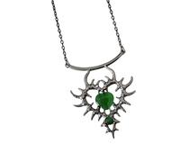 Pffiocix Collana con ciondolo a forma di cuore in stile gotico, con strass, catena regolabile, accessorio alla moda