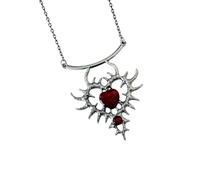 Pffiocix Collana con ciondolo a forma di cuore in stile gotico, con strass, catena regolabile, accessorio alla moda