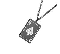 Pffiocix Collana con ciondolo a forma di picche in acciaio inox, regolabile, idea regalo per uomo, 3.51x2.34in, Acciaio inossidabile, Nessuna pietra preziosa