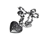 Pffiocix Collana con medaglione a forma di cuore con intagli intricati e ciondolo vintage a forma di cuore, per donne alla moda