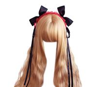 Pffiocix Fascia per capelli in pizzo per feste cosplay ragazza costume da cameriera anime Lolitas Fascia per capelli con fiocco fiocco da donna accessori per lo styling dei capelli in pizzo fascia per