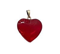 Pffiocix Piccolo ciondolo a forma di cuore con pietra di vetro rossa, per la creazione di gioielli per San Valentino, ciondoli in vetro fatti a mano minimalisti