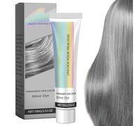 PFHHUDCV 2-in-1 Natural Essence Extract Silver Hair Dye, Silver Gray Natural Hair Dye Cream, Silver Metallic Hair Dye, Fashion Silver Gray Hair Dye Permanent, for Daily & Cosplayer & Party