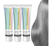 PFHHUDCV 2-in-1 Natural Essence Extract Silver Hair Dye, Silver Gray Natural Hair Dye Cream, Silver Metallic Hair Dye, Fashion Silver Gray Hair Dye Permanent, for Daily & Cosplayer & Party