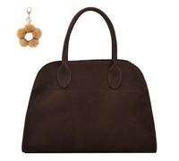 PFHHUDCV Large Capacity Suede Tote Bag,Women Suede Purse,Vintage Top Handle Fashion Shoulder Satchel Bag, vintage top handle crossbody bag (dark brown,L)