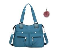 PFHHUDCV Large Capacity Waterproof Multi Pocket Shoulder Bag,Women resistant Nylon Handbag,Ladies Multi Fashion Crossbody with Zipper (blue,37 * 27 * 13 cm)