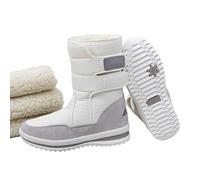 PFHHUDCV Women's Winter Snow Boots Waterproof Lightweight Warm Fashion Mid Calf Boot (white,9.5)
