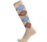 PFIFF - Calze Alte, Motivo Jacquard, Unisex, Multicolore - Beige/Hellblau, M