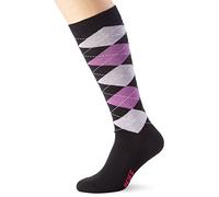 PFIFF - Calze Alte, Motivo Jacquard, Unisex, - Schwarz-Lila-Flieder, M