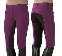 Pfiff Reithose Vollbesatzhose, Pantaloni da equitazione con rinforzo completo Donna, Viola (Fuchsia Brown), 46