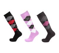 PFIFF Reitstrumpf Kariert I Anthrazit Pink, Grau-Rot,Lila-Schwarz-Flieder 34-36 Calza da Equitazione, Ant-Grigio-Rosa, Nero-Grigio-Rosso, Viola-Nero-Lilla, Unisex-Adulto
