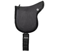 PFIFF Shetty 103004 - Cuscino da Equitazione, Senza Albero, in Pelle Scamosciata e Pelliccia Sintetica, con Cintura per Sella, Colore: Nero