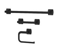Pfister Bruxie BTBBIE3B - Set di 3 accessori per il bagno con barra portasciugamani, anello portasciugamani e porta carta igienica, montaggio a parete, finitura nero opaco